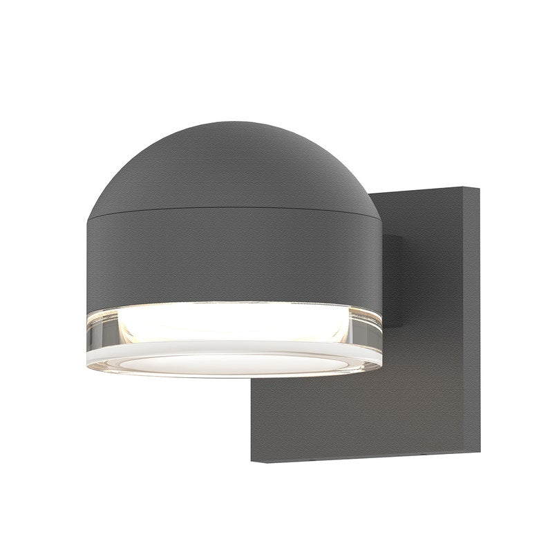 SONNEMAN Reals 1-Light LED Textured Gray Dome Cap and Clear Cylinder Lens Clear Polycarbonate Shade Downlight Wall Sconce