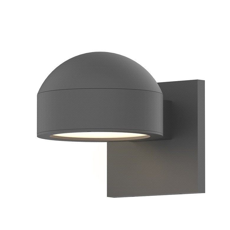 SONNEMAN Reals 1-Light LED Textured Gray Dome Cap and Plat Lens Aluminum With White Polycarbonate Shade Downlight Wall Sconce