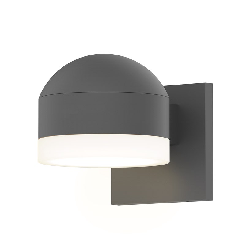 SONNEMAN Reals 1-Light LED Textured Gray Dome Cap and White Cylinder Lens Clear Polycarbonate Shade Downlight Wall Sconce