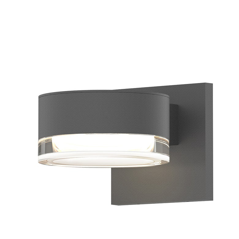 SONNEMAN Reals 1-Light LED Textured Gray Plat Cap and Clear Cylinder Lens Clear Polycarbonate Shade Downlight Wall Sconce