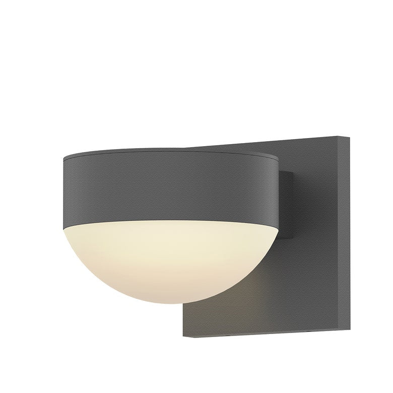 SONNEMAN Reals 1-Light LED Textured Gray Plat Cap and Dome Lens Frosted White Polycarbonate Shade Downlight Wall Sconce