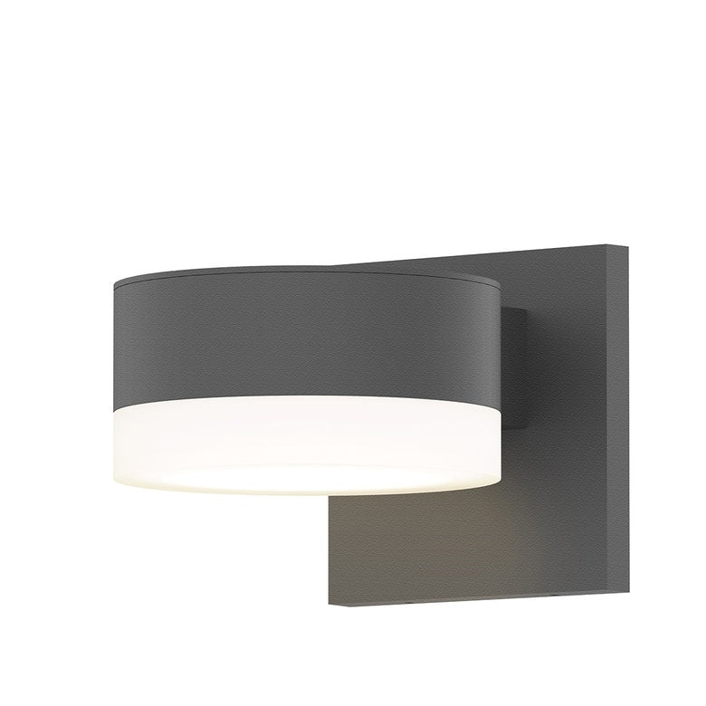 SONNEMAN Reals 1-Light LED Textured Gray Plate Cap and White Cylinder Lens Frosted White Polycarbonate Shade Downlight Wall Sconce