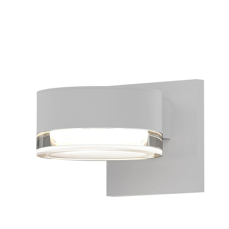 SONNEMAN Reals 1-Light LED Textured White Plat Cap and Clear Cylinder Lens Clear Polycarbonate Shade Downlight Wall Sconce