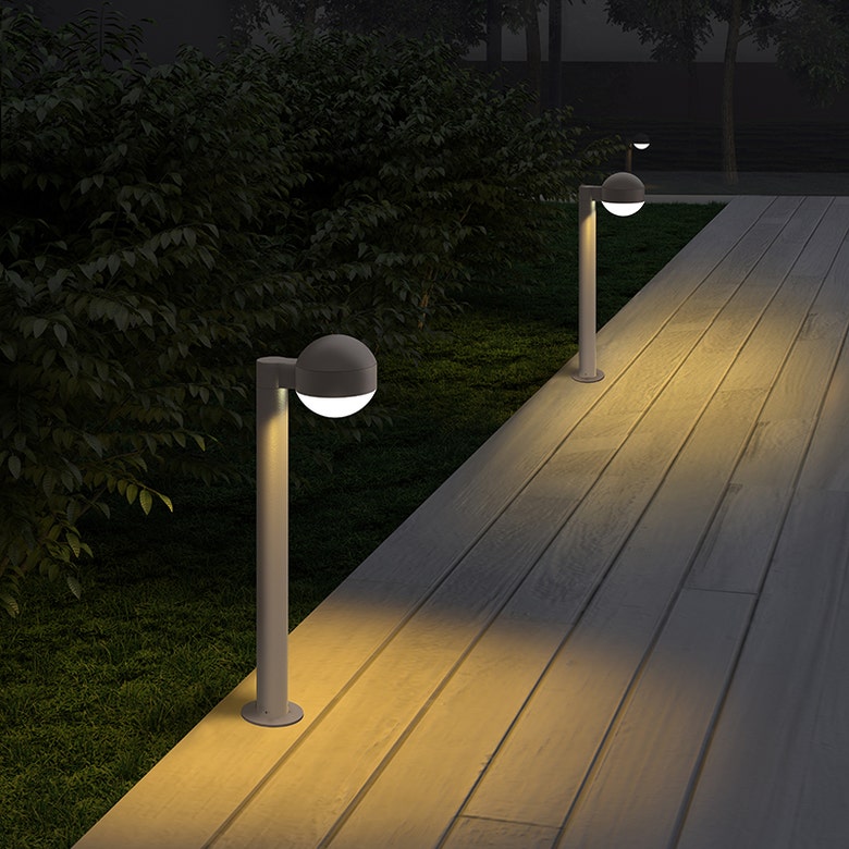 SONNEMAN Reals 16" 1-Light LED Textured Bronze Dome Cap and Clear Cylinder Lens Clear Polycarbonate Shade Bollard Light