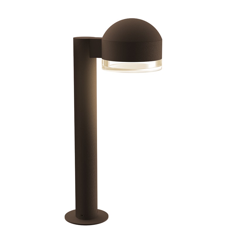 SONNEMAN Reals 16" 1-Light LED Textured Bronze Dome Cap and Clear Cylinder Lens Clear Polycarbonate Shade Bollard Light