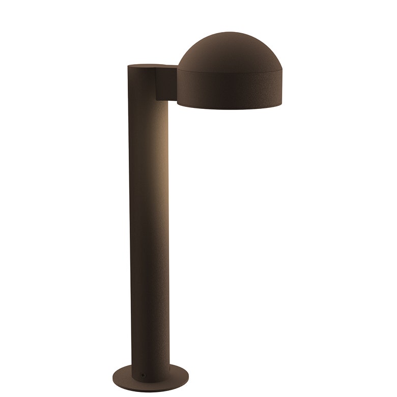 SONNEMAN Reals 16" 1-Light LED Textured Bronze Dome Cap and Plate Lens Aluminum With White Polycarbonate Shade Bollard Light