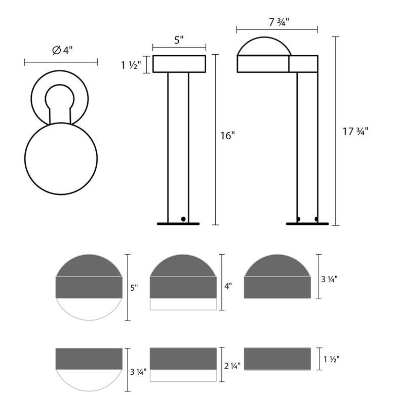 SONNEMAN Reals 16" 1-Light LED Textured Bronze Place Cap and Lens Aluminum With White Polycarbonate Shade Bollard Light