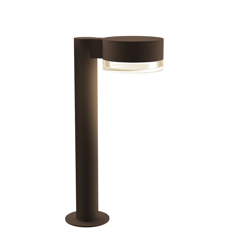 SONNEMAN Reals 16" 1-Light LED Textured Bronze Plate Cap and Clear Cylinder Lens Clear Polycarbonate Shade Bollard Light