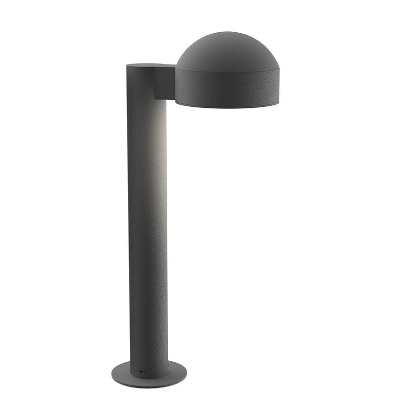 SONNEMAN Reals 16" 1-Light LED Textured Gray Dome Cap and Plate Lens Aluminum With White Polycarbonate Shade Bollard Light