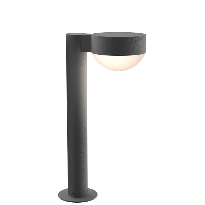 SONNEMAN Reals 16" 1-Light LED Textured Gray Plate Cap and Dome Lens Frosted White Polycarbonate Shade Bollard Light