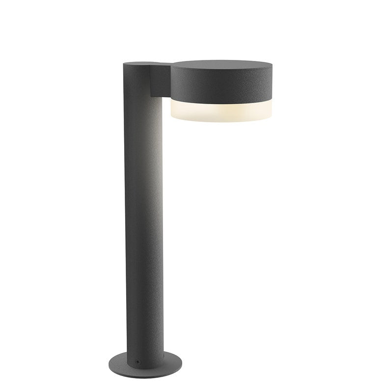 SONNEMAN Reals 16" 1-Light LED Textured Gray Plate Cap and White Cylinder Lens Frosted White Polycarbonate Shade Bollard Light
