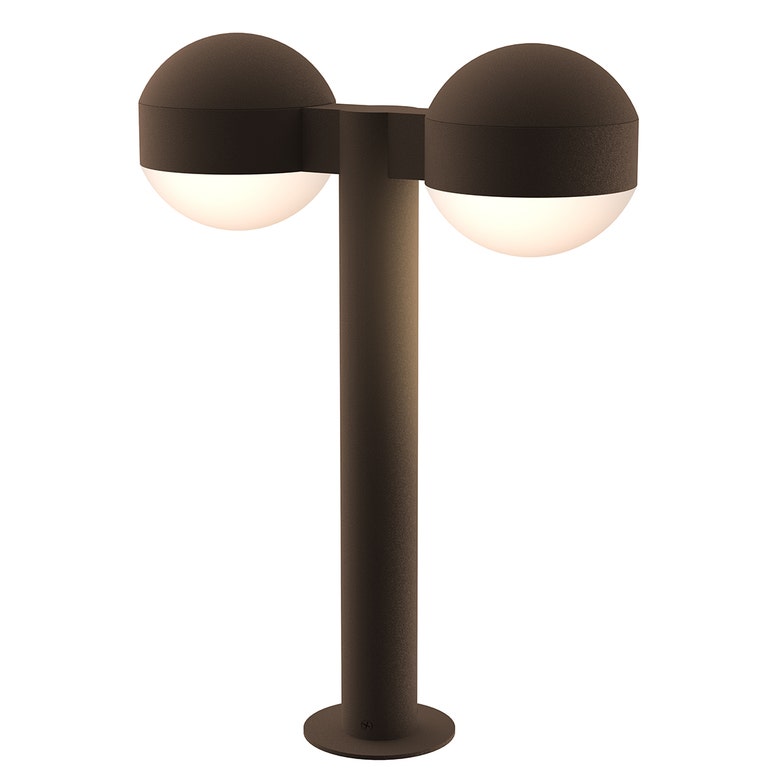 SONNEMAN Reals 16" 2-Light LED Textured Bronze Dome Cap and Lens Frosted White Polycarbonate Shade Double Bollard Light