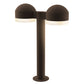 SONNEMAN Reals 16" 2-Light LED Textured Bronze Dome Cap and White Cylinder Lens Frosted White Polycarbonate Shade Double Bollard Light