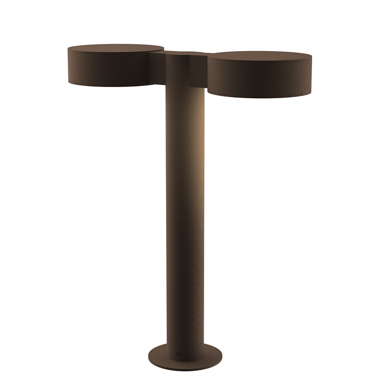SONNEMAN Reals 16" 2-Light LED Textured Bronze Plate Cap and Lens Aluminum With White Polycarbonate Shade Double Bollard Light