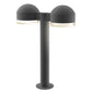 SONNEMAN Reals 16" 2-Light LED Textured Gray Dome Cap and Clear Cylinder Lens Clear White Polycarbonate Shade Double Bollard Light