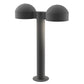 SONNEMAN Reals 16" 2-Light LED Textured Gray Dome Cap and Plate Lens Aluminum With White Polycarbonate Shade Double Bollard Light