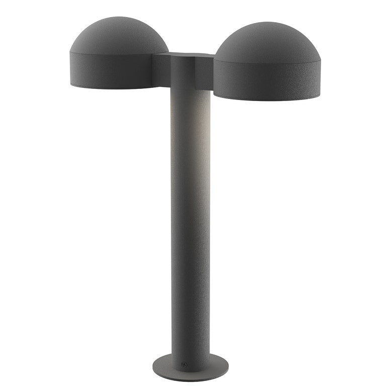 SONNEMAN Reals 16" 2-Light LED Textured Gray Dome Cap and Plate Lens Aluminum With White Polycarbonate Shade Double Bollard Light