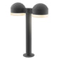 SONNEMAN Reals 16" 2-Light LED Textured Gray Dome Cap and White Cylinder Lens Frosted White Polycarbonate Shade Double Bollard Light
