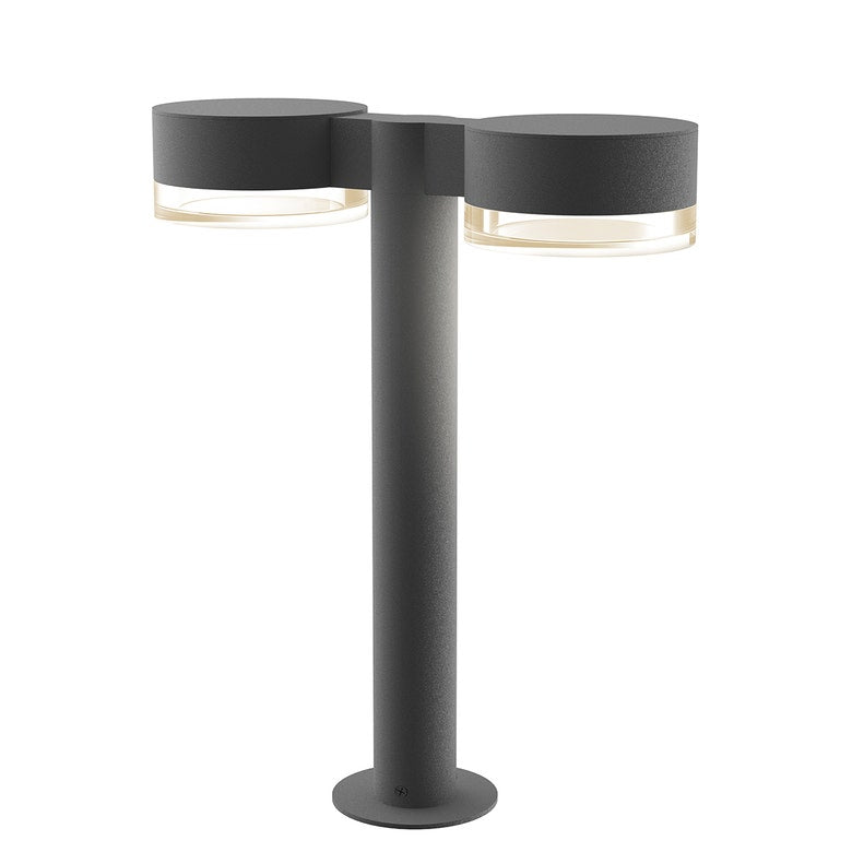 SONNEMAN Reals 16" 2-Light LED Textured Gray Plate Cap and Clear Cylinder Lens Clear Polycarbonate Shade Double Bollard Light