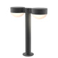 SONNEMAN Reals 16" 2-Light LED Textured Gray Plate Cap and Dome Lens Frosted White Polycarbonate Shade Double Bollard Light
