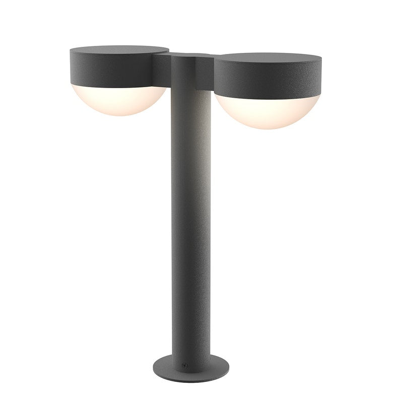 SONNEMAN Reals 16" 2-Light LED Textured Gray Plate Cap and Dome Lens Frosted White Polycarbonate Shade Double Bollard Light