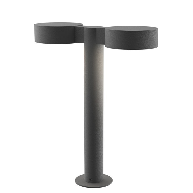 SONNEMAN Reals 16" 2-Light LED Textured Gray Plate Cap and Lens Aluminum With White Polycarbonate Shade Double Bollard Light
