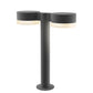 SONNEMAN Reals 16" 2-Light LED Textured Gray Plate Cap and White Cylinder Lens Frosted White Polycarbonate Shade Double Bollard Light