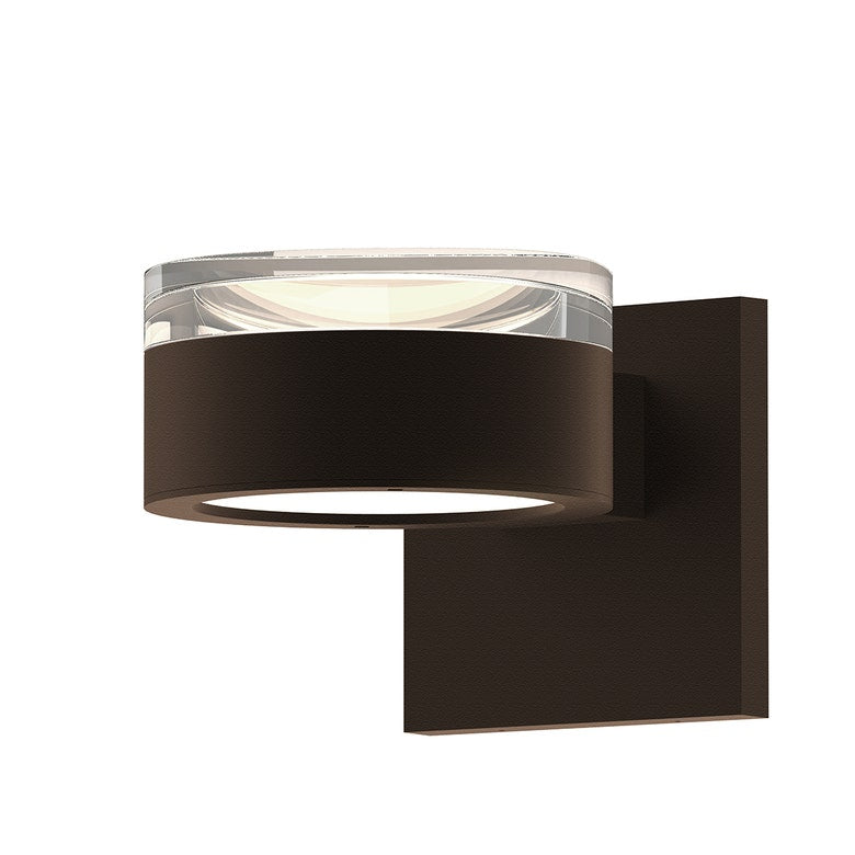 SONNEMAN Reals 2-Light LED Textured Bronze Clear Cylinder and Plate Lens Aluminum With Frosted White Polycarbonate Shade Up/Down Wall Sconce