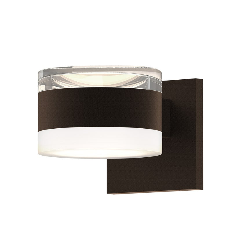 SONNEMAN Reals 2-Light LED Textured Bronze Clear and White Cylinder Lens Frosted White Polycarbonate Shade Up/Down Wall Sconce