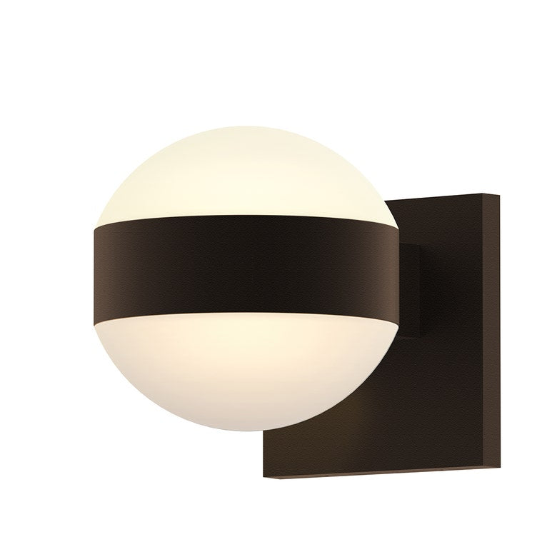 SONNEMAN Reals 2-Light LED Textured Bronze Dome Lenses Frosted White Polycarbonate Shade Up/Down Wall Sconce