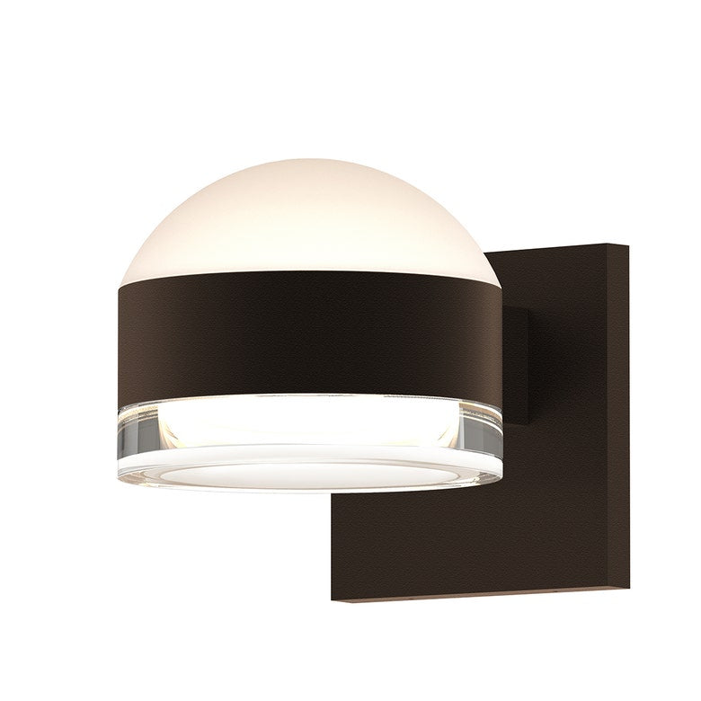 SONNEMAN Reals 2-Light LED Textured Bronze Dome and Clear Cylinder Lens Clear and Frosted White Polycarbonate Shade Up/Down Wall Sconce
