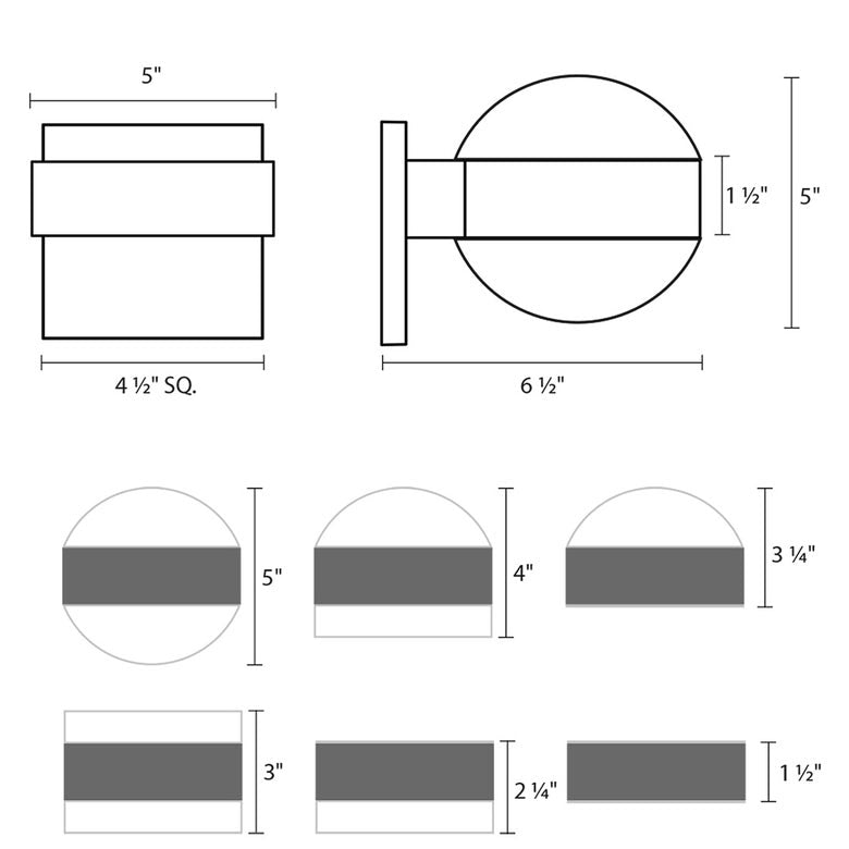SONNEMAN Reals 2-Light LED Textured Bronze Dome and Plate Lens Clear and Aluminum With Frosted White Polycarbonate Shade Up/Down Wall Sconce