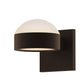 SONNEMAN Reals 2-Light LED Textured Bronze Dome and Plate Lens Clear and Aluminum With Frosted White Polycarbonate Shade Up/Down Wall Sconce
