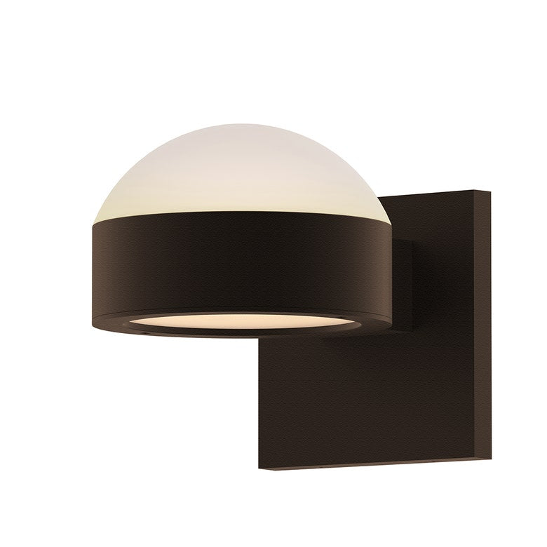 SONNEMAN Reals 2-Light LED Textured Bronze Dome and Plate Lens Clear and Aluminum With Frosted White Polycarbonate Shade Up/Down Wall Sconce