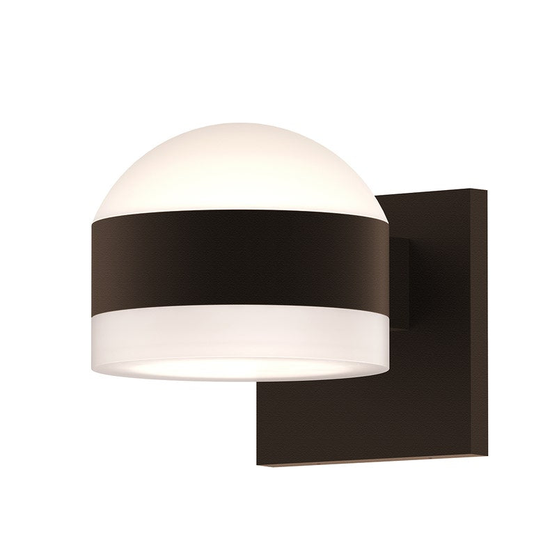 SONNEMAN Reals 2-Light LED Textured Bronze Dome and White Cylinder Lens Frosted White Polycarbonate Shade Up/Down Wall Sconce