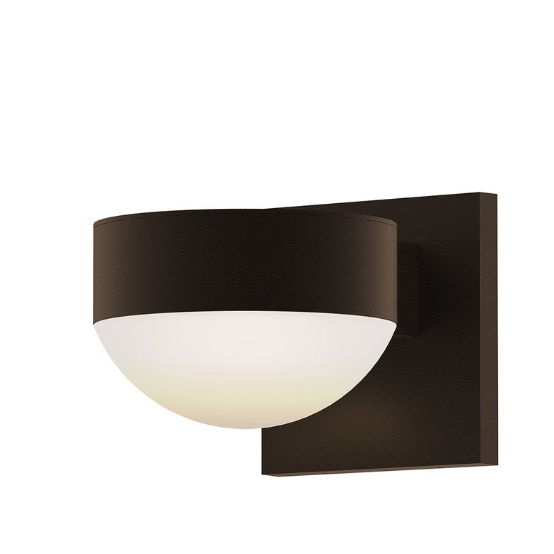 SONNEMAN Reals 2-Light LED Textured Bronze Plate and Dome Lens Aluminum With Frosted White Polycarbonate Shade Up/Down Wall Sconce