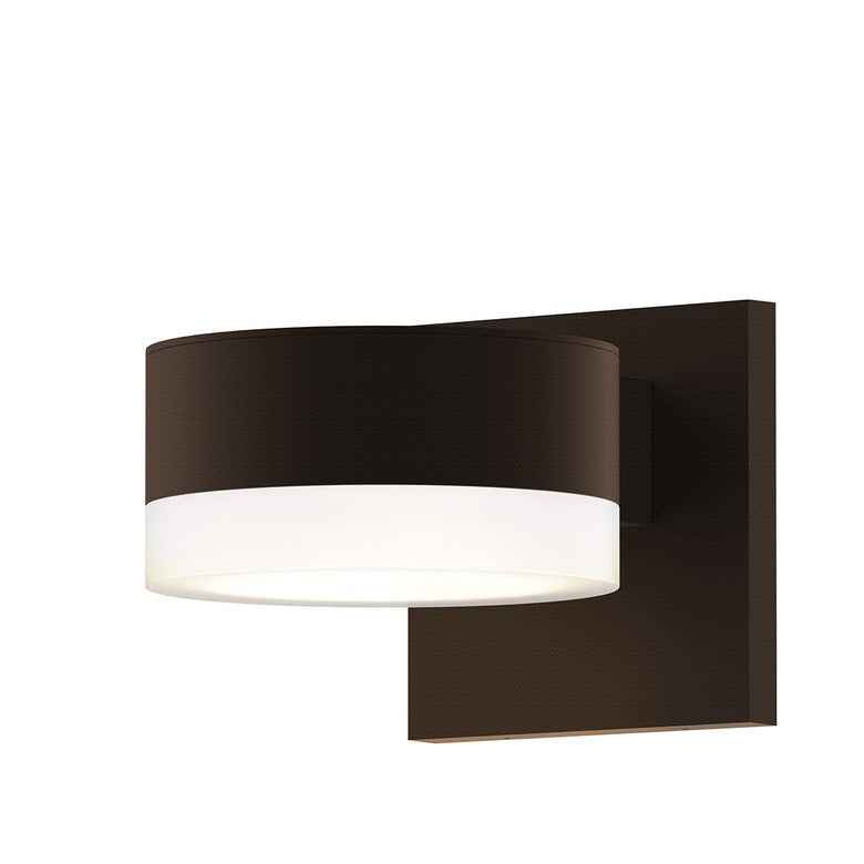 SONNEMAN Reals 2-Light LED Textured Bronze Plate and White Cylinder Lens Aluminum With Frosted White Polycarbonate Shade Up/Down Wall Sconce