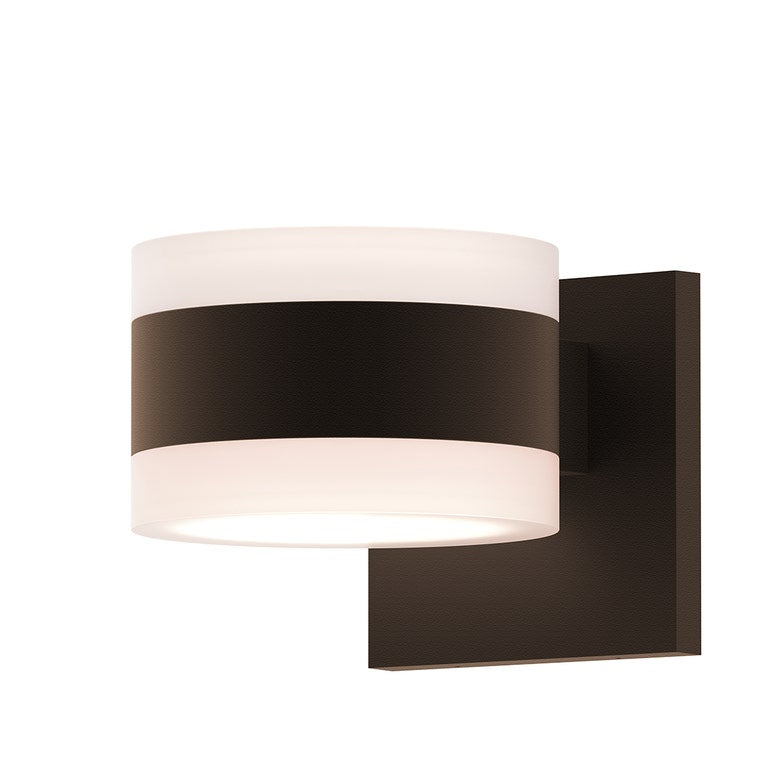 SONNEMAN Reals 2-Light LED Textured Bronze White Cylinder Lens Frosted White Polycarbonate Shade Up/Down Wall Sconce