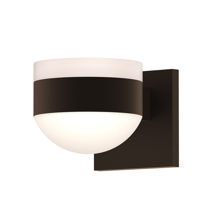 SONNEMAN Reals 2-Light LED Textured Bronze White Cylinder and Dome Lens Frosted White Polycarbonate Shade Up/Down Wall Sconce