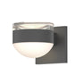 SONNEMAN Reals 2-Light LED Textured Gray Clear Cylinder and Dome Lens Frosted White Polycarbonate Shade Up/Down Wall Sconce