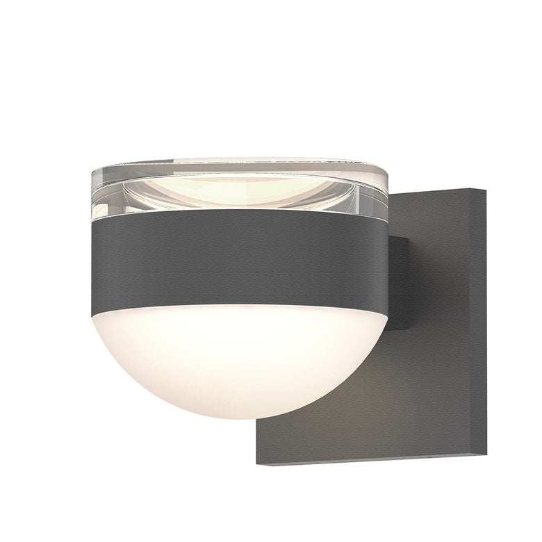 SONNEMAN Reals 2-Light LED Textured Gray Clear Cylinder and Dome Lens Frosted White Polycarbonate Shade Up/Down Wall Sconce