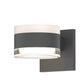 SONNEMAN Reals 2-Light LED Textured Gray Clear and White Cylinder Lens Clear With Frosted White Polycarbonate Shade Up/Down Wall Sconce