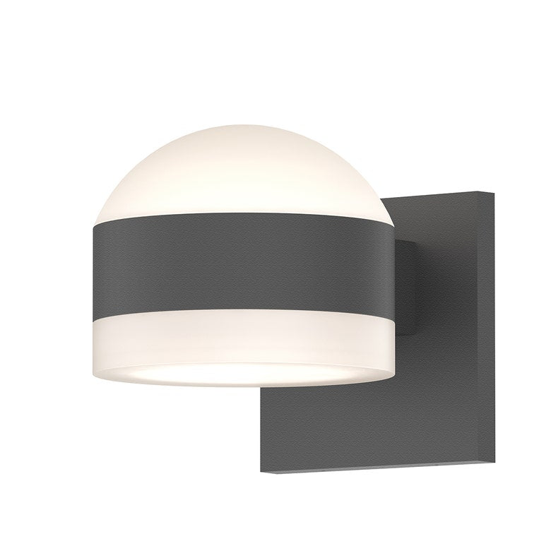 SONNEMAN Reals 2-Light LED Textured Gray Dome and White Cylinder Lens Frosted White Polycarbonate Shade Up/Down Wall Sconce