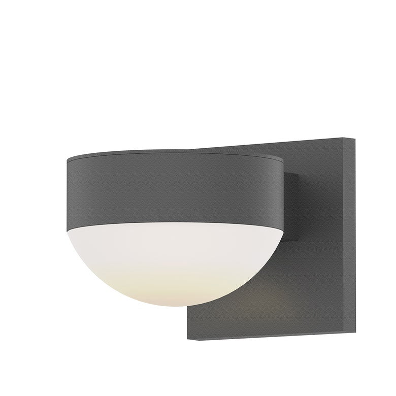 SONNEMAN Reals 2-Light LED Textured Gray Plate and Dome Lens Aluminum With Frosted White Polycarbonate Shade Up/Down Wall Sconce