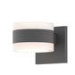 SONNEMAN Reals 2-Light LED Textured Gray White Cylinder Lens Frosted White Polycarbonate Shade Up/Down Wall Sconce
