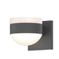 SONNEMAN Reals 2-Light LED Textured Gray White Cylinder and Dome Lens Frosted White Polycarbonate Shade Up/Down Wall Sconce