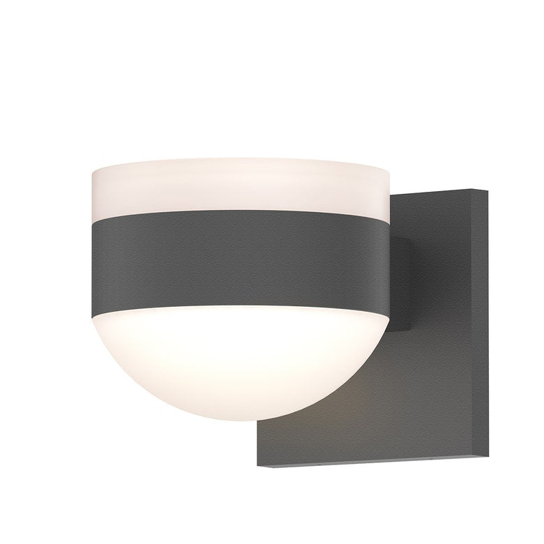 SONNEMAN Reals 2-Light LED Textured Gray White Cylinder and Dome Lens Frosted White Polycarbonate Shade Up/Down Wall Sconce