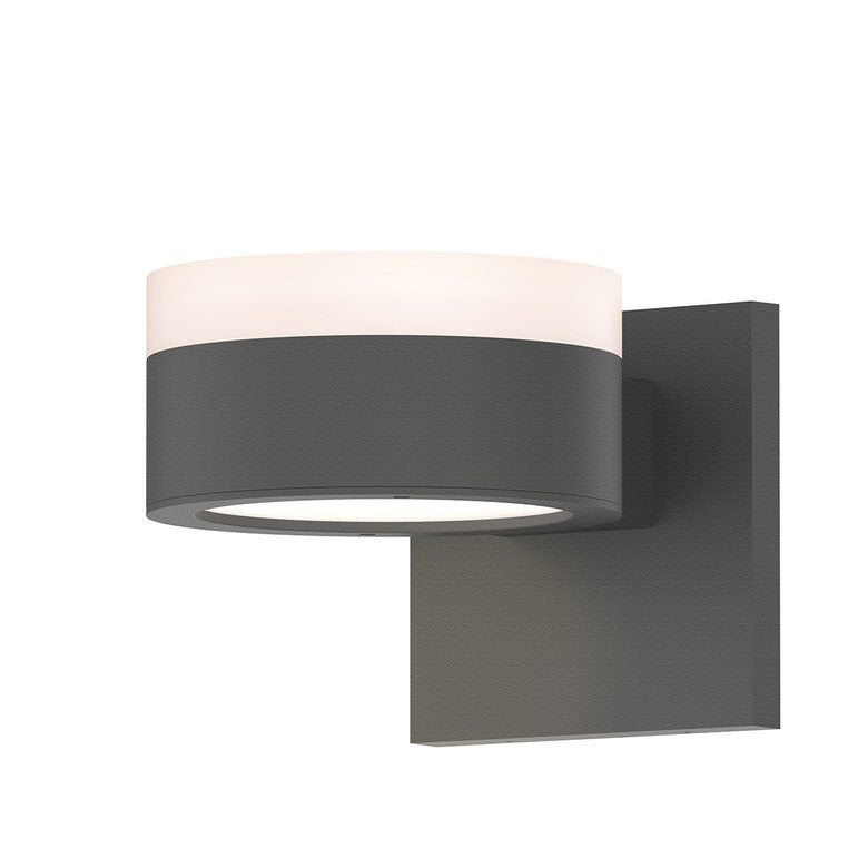 SONNEMAN Reals 2-Light LED Textured Gray White and Plate Cylinder Lens Aluminum With Frosted White Polycarbonate Shade Up/Down Wall Sconce