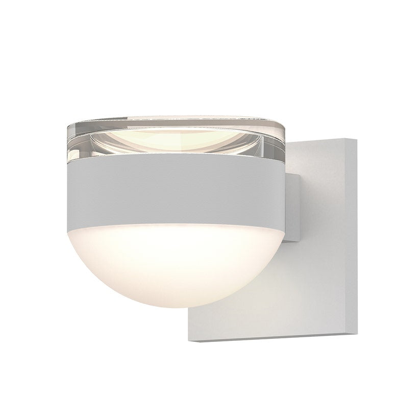 SONNEMAN Reals 2-Light LED Textured White Clear Cylinder and Dome Lens Frosted White Polycarbonate Shade Up/Down Wall Sconce
