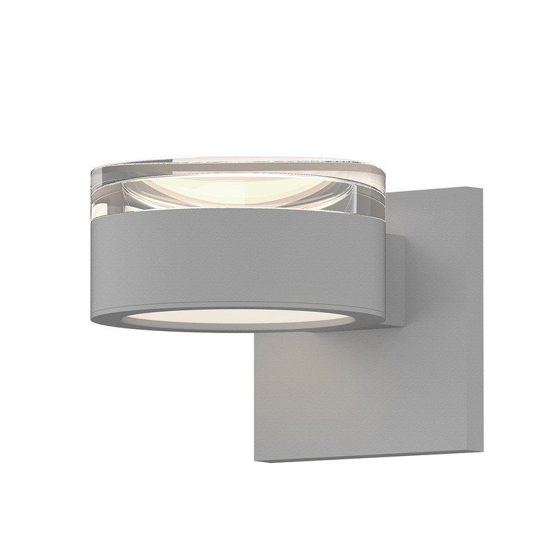 SONNEMAN Reals 2-Light LED Textured White Clear Cylinder and Plate Lens Aluminum With Frosted White Polycarbonate Shade Up/Down Wall Sconce